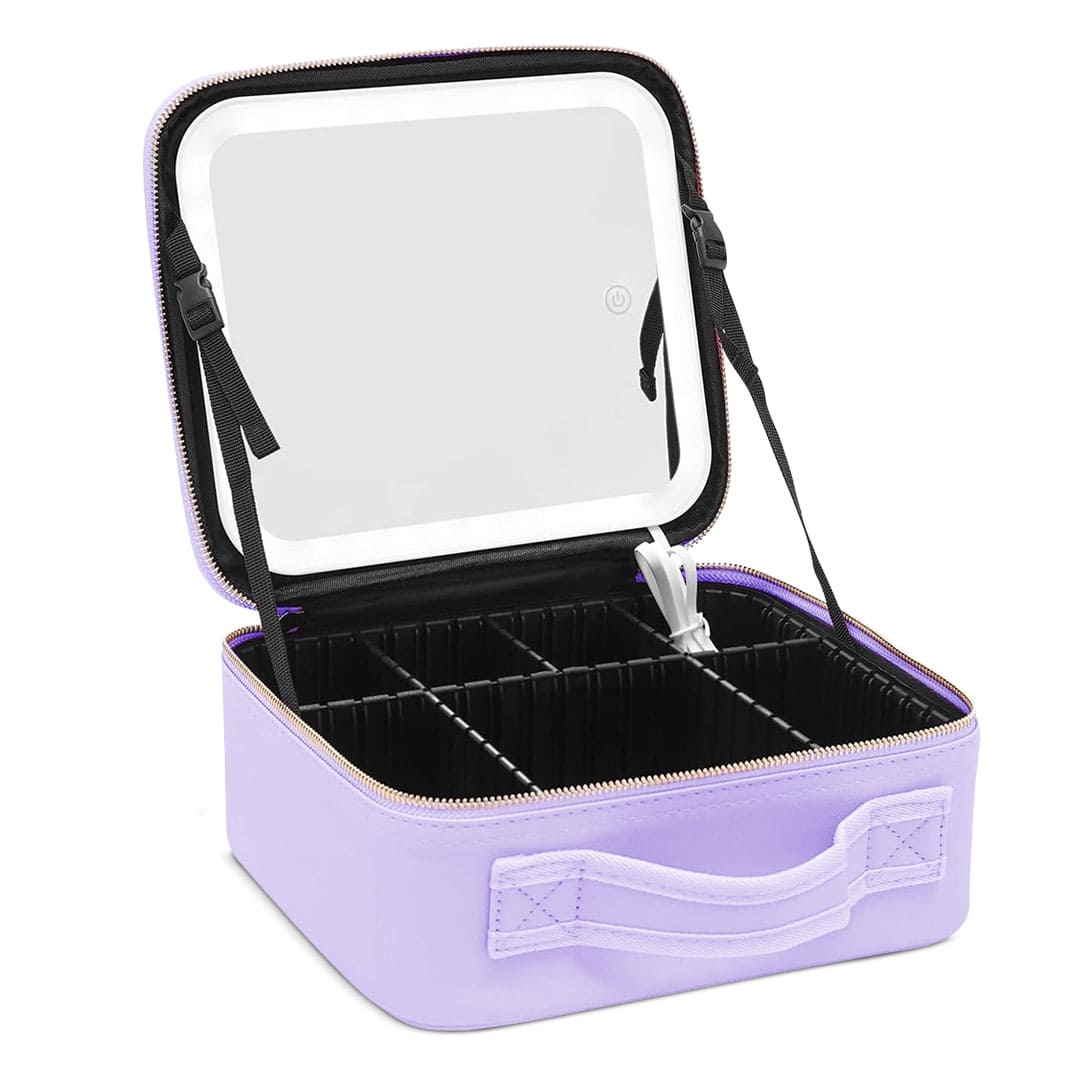Estuche Organizador De Maquillaje Con Espejo LED