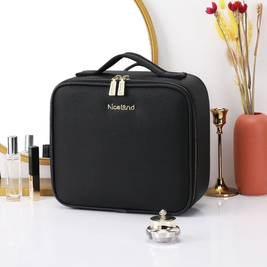 Estuche Organizador De Maquillaje Con Espejo LED