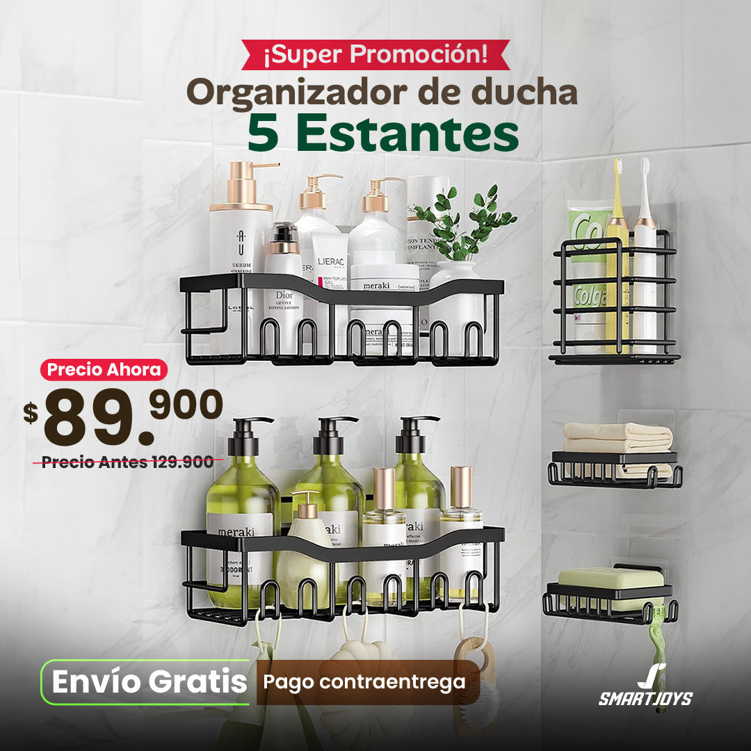 Organizador De Ducha 5 Estantes Con Adhesivo