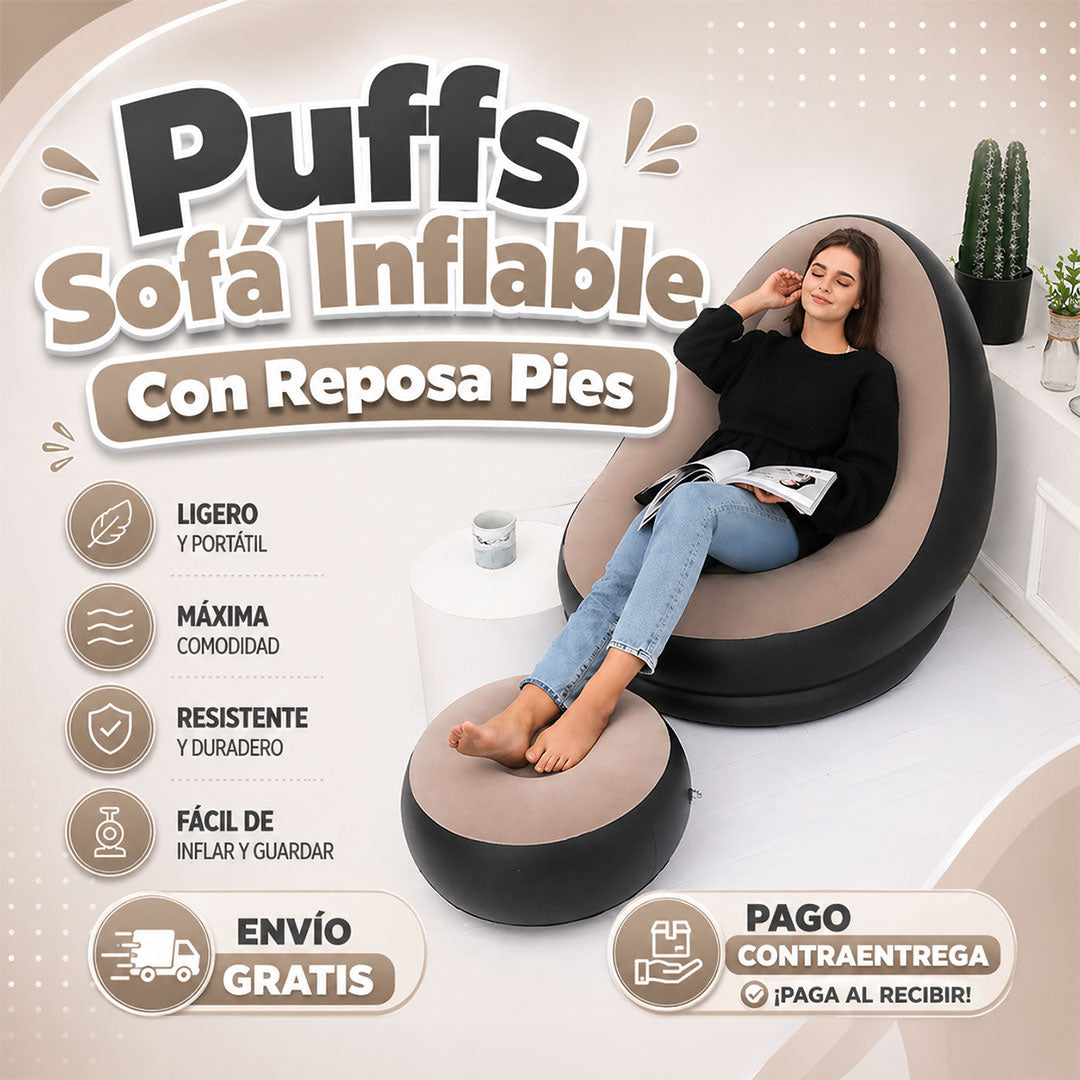 Puffs Sofá Inflable Con Reposa Pies